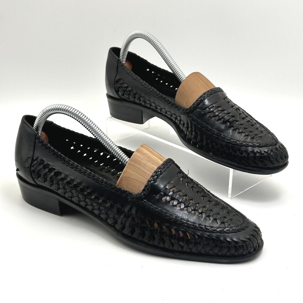 Ipanema Orchid Huarache Loafers Womens 8N Black Woven Leather Shoes artesanal